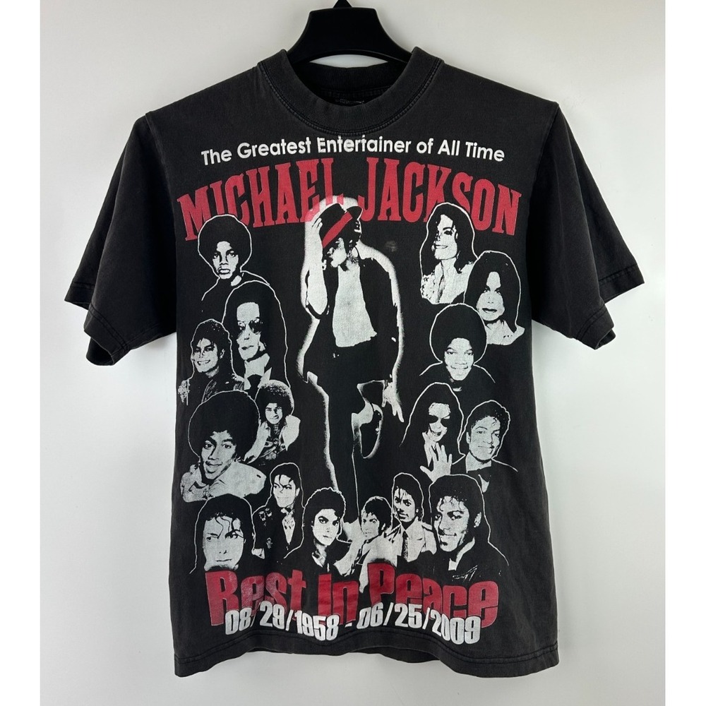 MICHAEL JACKSON T-Shirt M GRIFFIN Brand Black Cotton RIP Distressed Flawed *Read - Picture 2 of 13